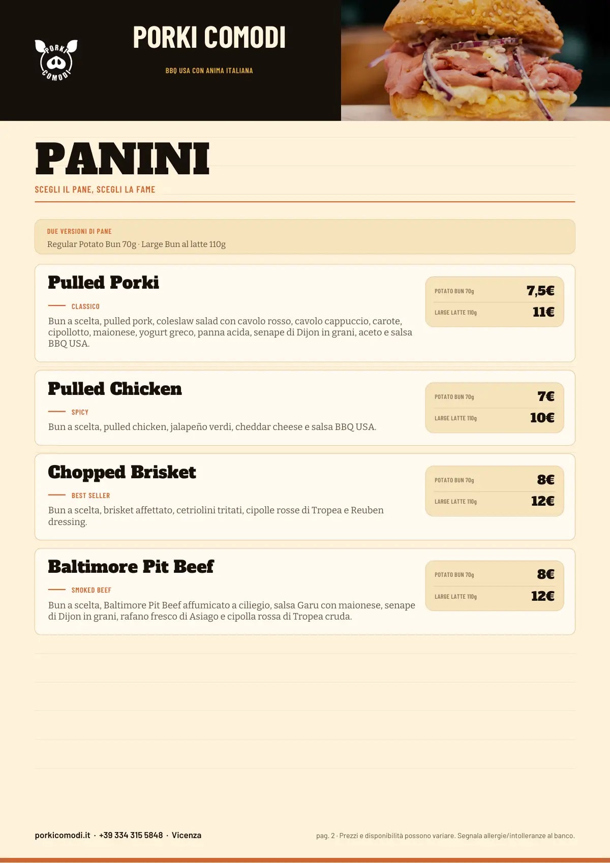 Menu punto vendita Porki Comodi pagina 2 di 7